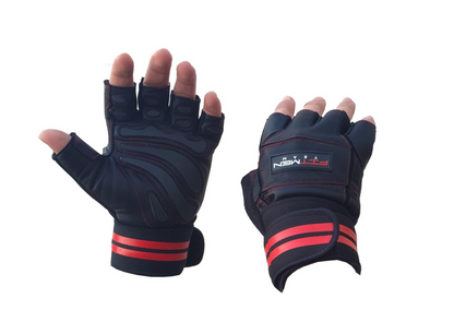 FITMENTEAM - ProGrip Fitness Gloves – Genuine Leather with Enhanced Grip & Wrist Support, Foam Padding, and Integrated Towels"