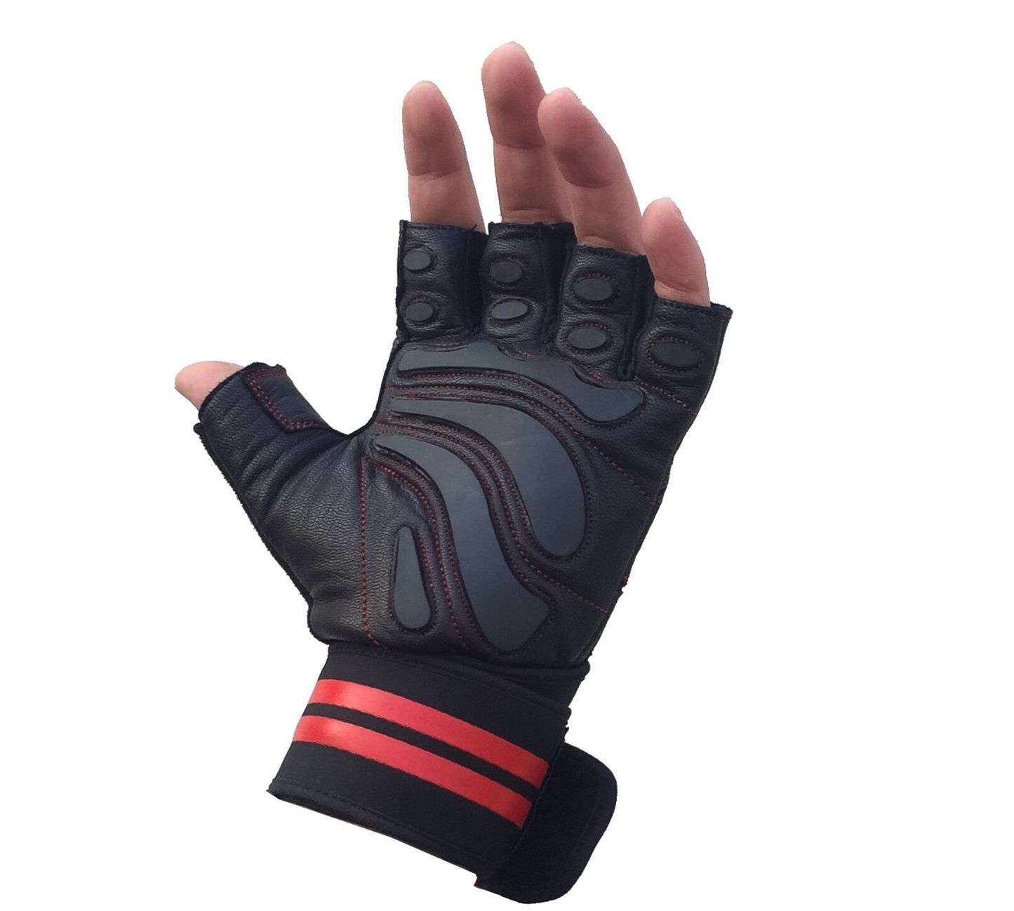 FITMENTEAM - ProGrip Fitness Gloves – Genuine Leather with Enhanced Grip & Wrist Support, Foam Padding, and Integrated Towels"